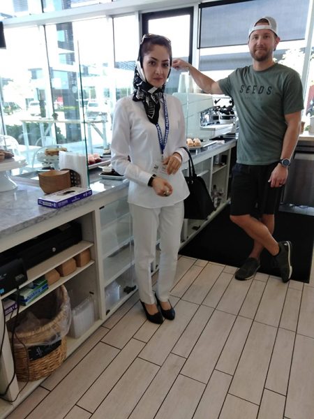 Saieda Ahmadi visiting a coffee shop in Oklahoma City