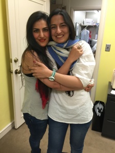 Homa Usmany with Khatera Tarzi, childhood friends reconnecting (July 2015)